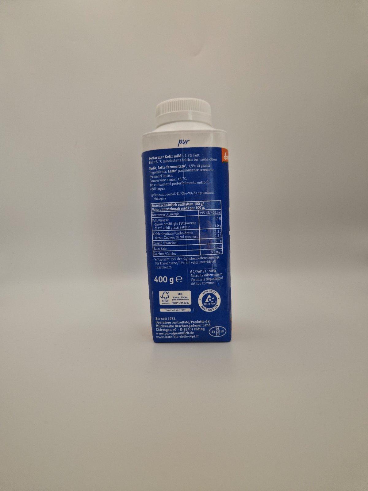 Berchtesgadener Land kefir biologico 400g parzialmente scremato — foto 2